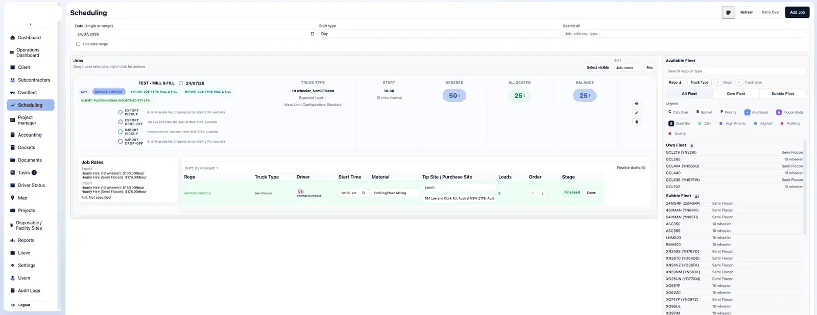Scheduling interface